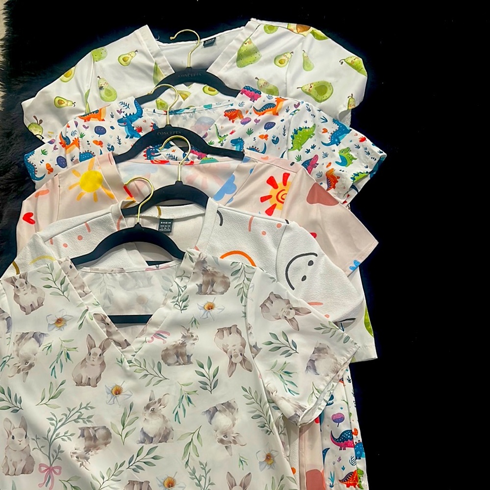 SHEIN Pediatric scrub tops (lot of 5)